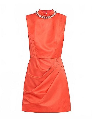 Saloni Flora Short Dress in Bright Scarlet (view 1)