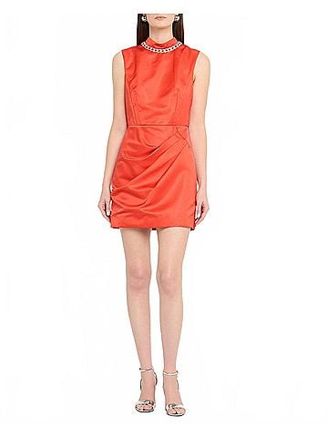 Saloni Flora Short Dress in Bright Scarlet (view 2)
