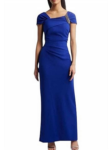 Alex Evenings Rhinestone Cap Sleeve Gown in Royal Blue (view 2)