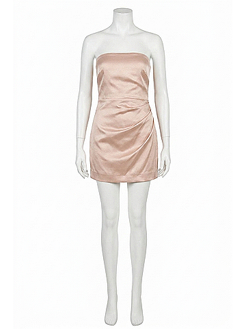 Nookie Virtue Strapless Satin Bodycon Mini Dress in Nude (view 1)