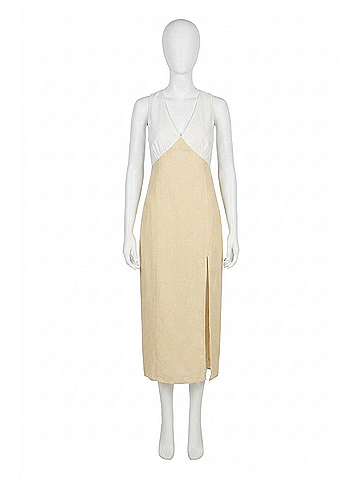 French Connection Cooper Linen V-Neck Midi Dress in White (view 1)