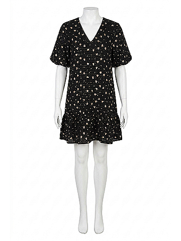THML Puff Sleeve Sequin Dress in Black (view 1)
