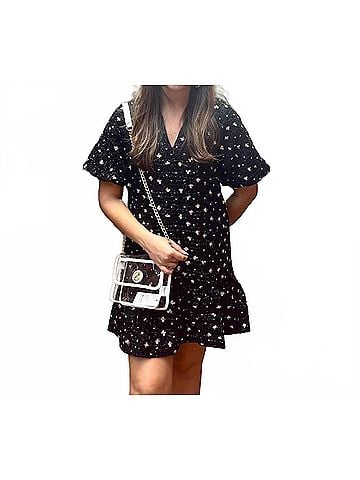 THML Puff Sleeve Sequin Dress in Black (view 2)