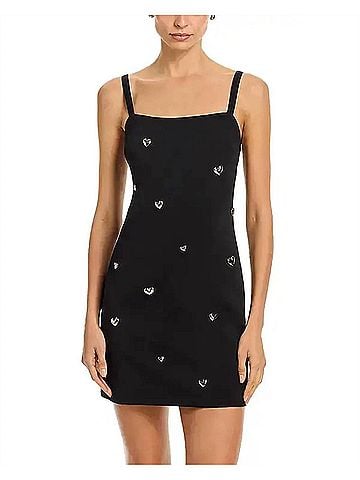 Milly Colette Heart Applique Mini Dress in Black (view 2)
