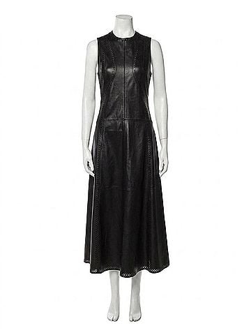 Ulla Johnson Juliette Leather Sleeveless Dress in Noir (view 1)