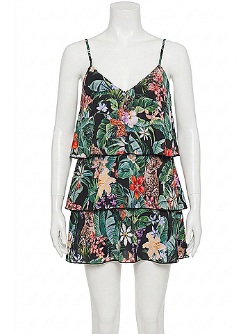 Show Me Your Mumu Suarez Ruffle Dress in Jungle Mirage Print (view 1)