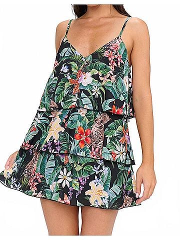 Show Me Your Mumu Suarez Ruffle Dress in Jungle Mirage Print (view 2)