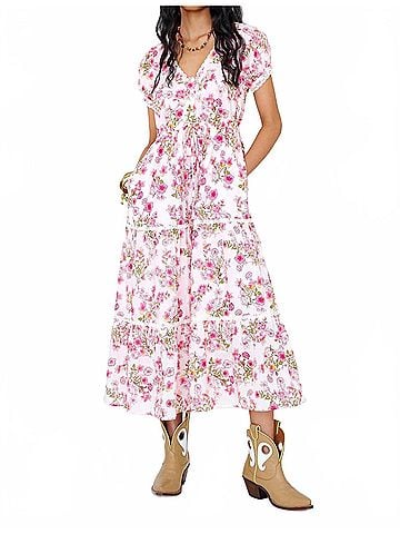 Banjanan Poppy Dress in Pink Multi (view 2)