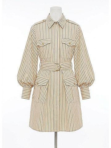 Zimmermann Utility Mini Dress in Almond Stripe (view 1)