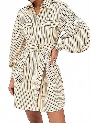 Zimmermann Utility Mini Dress in Almond Stripe (view 2)