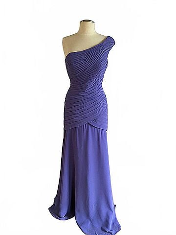 MoriLee by Madeline Gardner Women's One-Shoulder Asymmetric Dropped Waist Gown in Amethist (view 1)