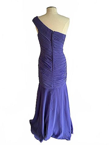 MoriLee by Madeline Gardner Women's One-Shoulder Asymmetric Dropped Waist Gown in Amethist (view 2)