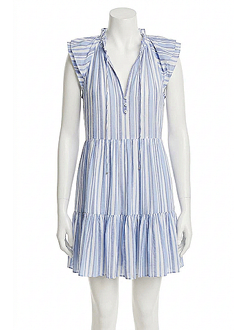 Veronica Beard Zee Striped Mini Dress in Blue Multi (view 1)