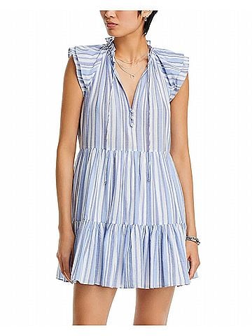 Veronica Beard Zee Striped Mini Dress in Blue Multi (view 2)