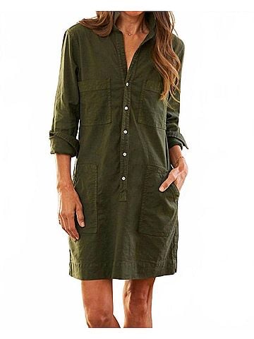 Frank & Eileen Southern Long Sleeve Playsuit Dress in Hunter Green (view 2)