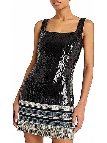 Amanda Uprichard Augustine Sequin Mini Dress in Black Multi (view 2)