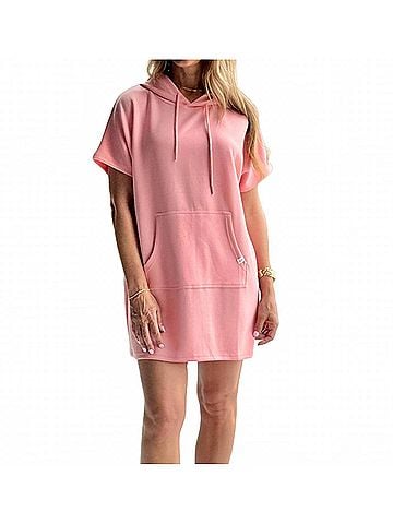 Simply Southern Betsy Short-Sleeved Hoodie Dress in Coral (view 2)