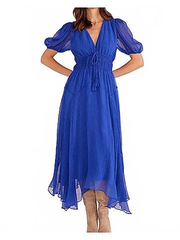 Minkpink Lily Hanky Hem Midi Dress in Saphire (view 2)