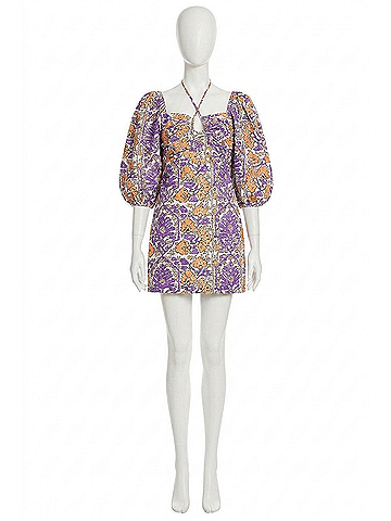 Rhode Jeanne Mini Dress in Mango Floral Print Grande (view 1)