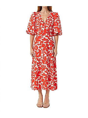 Rhode Ina Midi Dress in Red Caspian Lagoon Grande (view 2)