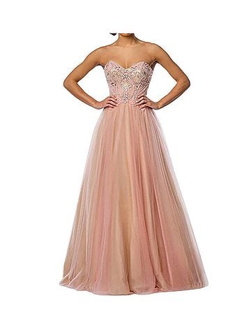 Terani Couture Sequin Sweetheart Prom Dress in Coral/Nude (view 2)