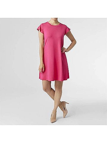 Coco + Carmen Flutter Sleeve Mini Dress in Bright Rose (view 2)