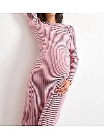 Hatch Eliana Cotton Rib Sweater Dress in Mocha Rose (view 2)
