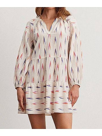 Velvet by Graham & Spencer Velvet Ikat Weave Romee Dress in Cream (view 2)