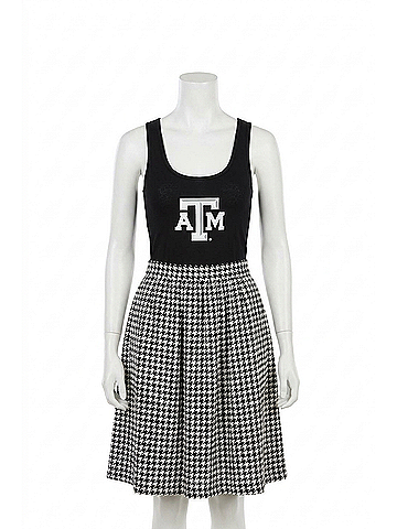 Gameday couture Texas A&M University Logo Houndstooth Tank Dress in Black (view 1)