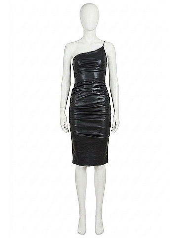 Nookie Rhea Faux Leather Midi Dress in Matte Black (view 1)