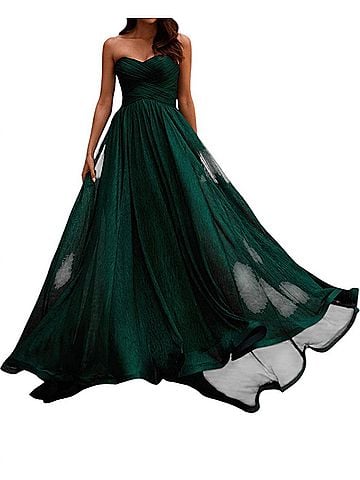 La Femme Unique Strapless Prom Dress in Emerald (view 2)
