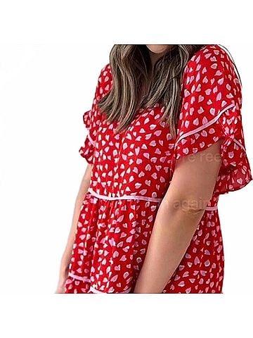 Joy Joy Red Heart Dress in Red (view 2)