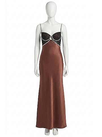 Self-Portrait Women's Satin Diamante Gown in Brown (view 1)