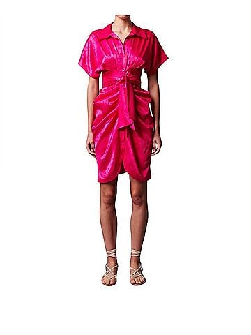 Le Superbe Mini Miko Dress in Fuchsia Jacquard (view 2)