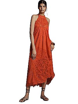 anthropologie red halter dress Maeve Halter Midi Dress