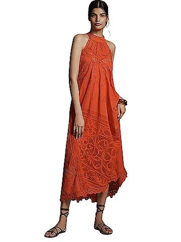 Anthropologie Halter cut work lace maxi dress Casual Dress (view 1)