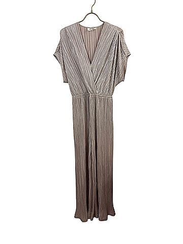 Porridge Pleated Metallic Jumpsuit (view 1)