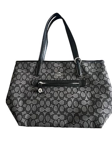 Coach Coach Signature Jacquard Shoulder Tote Black/Grey  Leather Tote (view 1)
