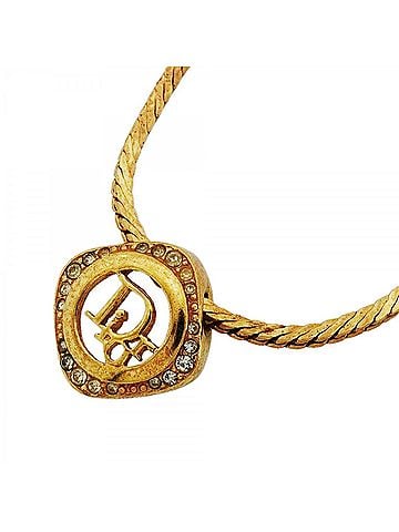Christian Dior Christian Dior Necklace, GP Plated, Rhinestone, Gold, Women's (view 1)