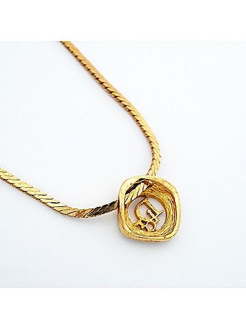 Christian Dior Christian Dior Necklace, GP Plated, Rhinestone, Gold, Women's (view 2)
