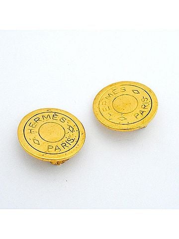 Hermès Hermes Earrings, Sellier, GP Plated, Gold, Women's (view 2)