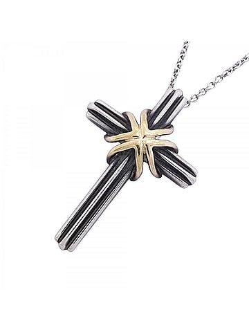 Tiffany & Co. Tiffany & Co. Signature Cross Necklace, 18K Yellow Gold (KYG), Sterling Silver 925, Women's (view 1)