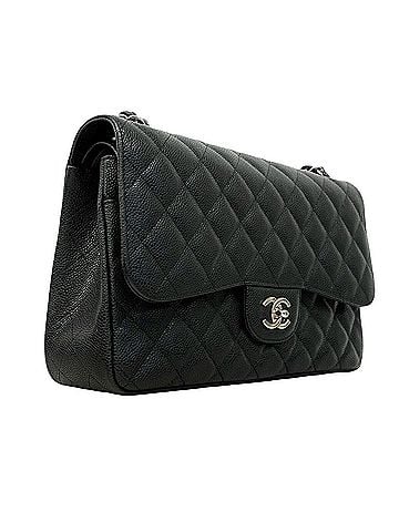 Chanel Chanel Shoulder Bag, Large Matelassé, Double Flap, Chain, Caviar Leather, Black, Women's (view 2)