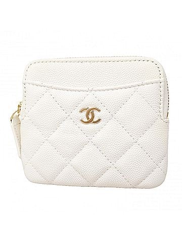 Chanel Chanel Matelassé Caviar Leather Wallet/Coin Case, White/Champagne, Women's (view 1)