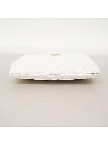 Chanel Chanel Matelassé Caviar Leather Wallet/Coin Case, White/Champagne, Women's (view 2)