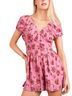 Very J 100% Polyester Floral Pink Romper Size L - photo 1