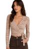 Intermix Brown Ivory Long Sleeve Top Size M - photo 1