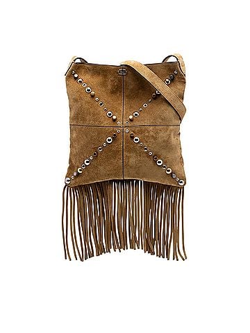 Valentino Suede Studded Nellcote Fringe Crossbody (view 1)