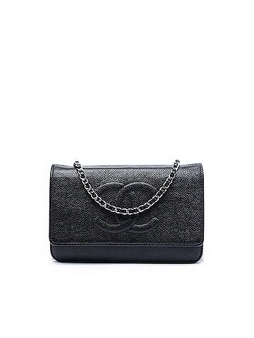 Chanel CC Caviar Wallet On Chain (view 1)