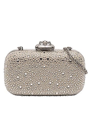Alexander McQueen Crystal Embellished Satin Spider Clutch (view 1)
